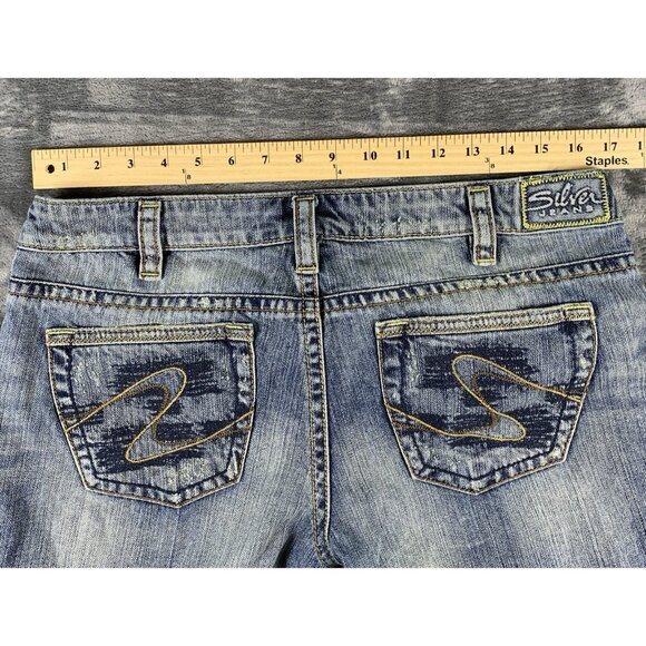 Silver Jeans Men's 32x33 Distressed Boot Cut Y2K Grunge Tuesday Blue Jeans - Picture 12 of 14